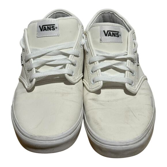 Vans Low Top Leather White Sneakers Men's Size 11 Casual Skate Shoes - Picture 3 of 9